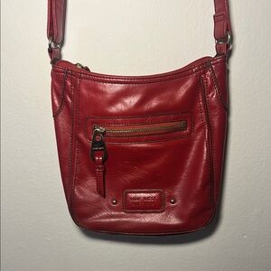 Nine West Red Leather Vintage Crossbody Bag